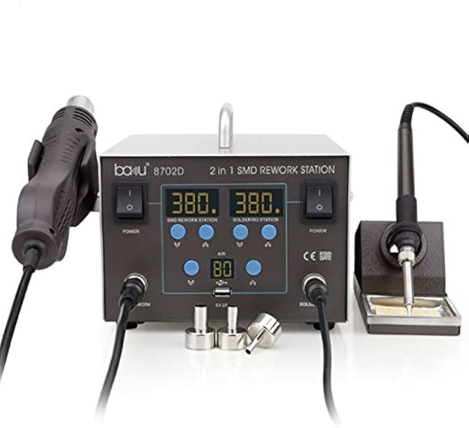 Soldering ba-8702D double digital display hot air gun desoldering station two in one electric iron - (Color: AC220V)