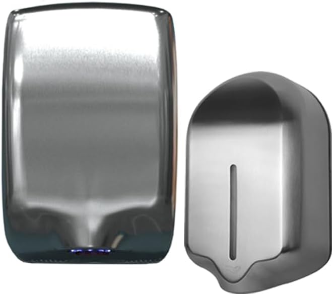 Commercial Hand Dryer (224 mph) and Automatic Soap Dispenser (40oz.) Wall Mount Bundle - Stainless Steel Durable Set for Bathrooms