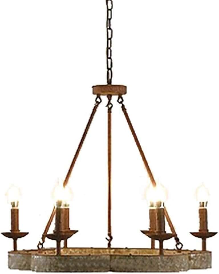 French Country Vintage Chandelier,6-Light Chandeliers Metal in Antique Bronze Light Fixture for Kitchen Island Dining Room Living Room Foyer Entryway-Rusty Color 6 Head