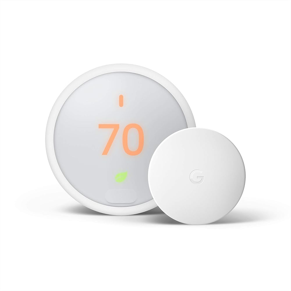 Nest Thermostat E - Smart Thermostat + Google Nest Temperature Sensor Bundle - White