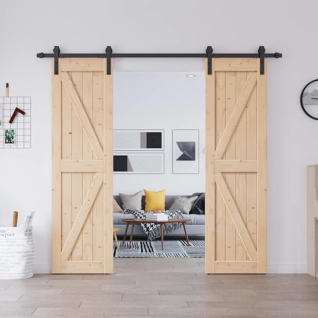 48in x 84in (Double 24in x 84in Door) Barn Door + 8 FT Double Door Sliding Track Kit