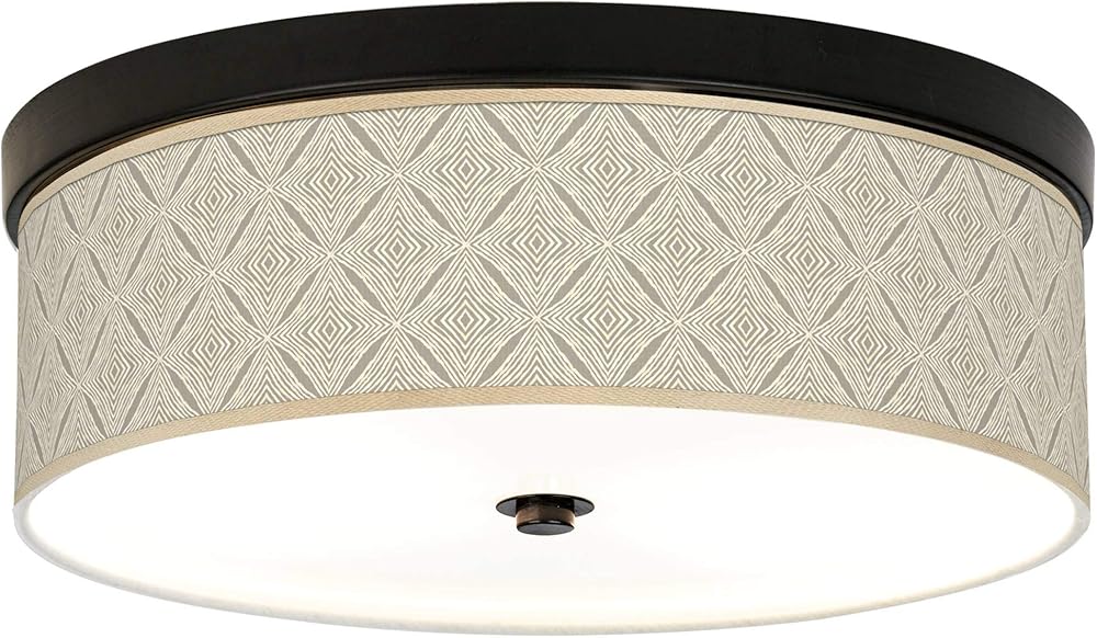 Moroccan Diamonds Giclee Energy Efficient Bronze Ceiling Light with Print Shade