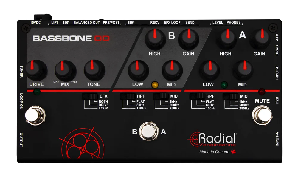 Radial Engineering Bassbone OD Bass Preamp With Overdrive Radial Engineering Bassbone OD Bass Preamp With Overdrive