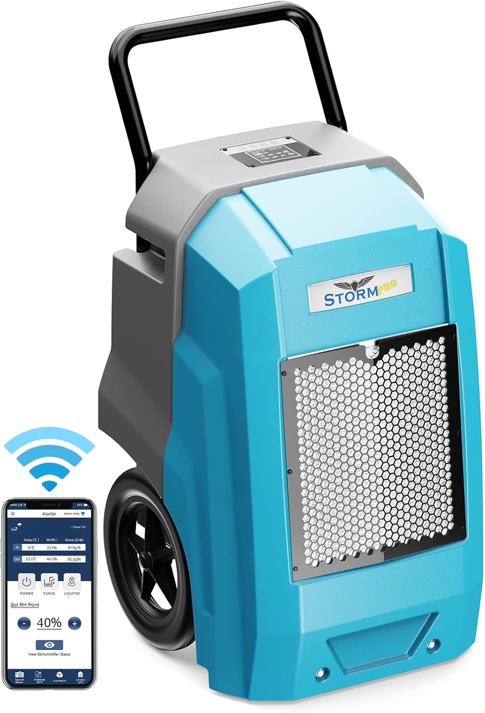 AlorAir 180 Pints Commercial Dehumidifier with Pump Drain Hose, Smart Wi-Fi Dehumidifier for Large Basement, Industrial or Commercial Space, Smart Wi-Fi, 5 Years Warranty, Blue