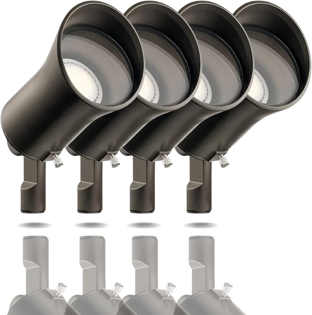 Kichler #28310, Landscape Lighting Accent Lights Wall Wash Lights, Showscape Collection LED MR 16 Spotlight 30 Degrees Spread Olde Bronze; 5 Watt, 30-Degree Lamp and Connectors Included (4 Pack)