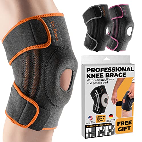 DR. BRACE ELITE Knee Brace with Side Stabilizers & Patella Gel Pads for Maximum Knee Pain Support and fast recovery for men and women-Please Check How To Size Video (XXL, Mars)