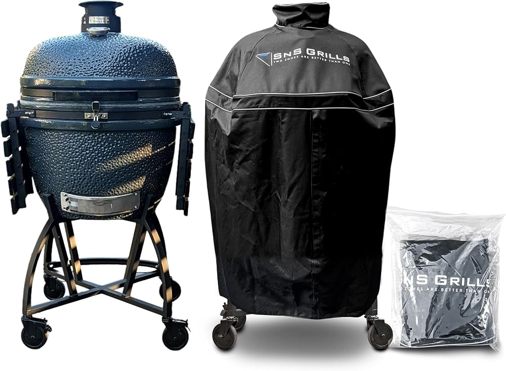 SnS Grills Ultimate Kamado BBQ Bundle: Deluxe Kamado Grill and Custom Cover Set
