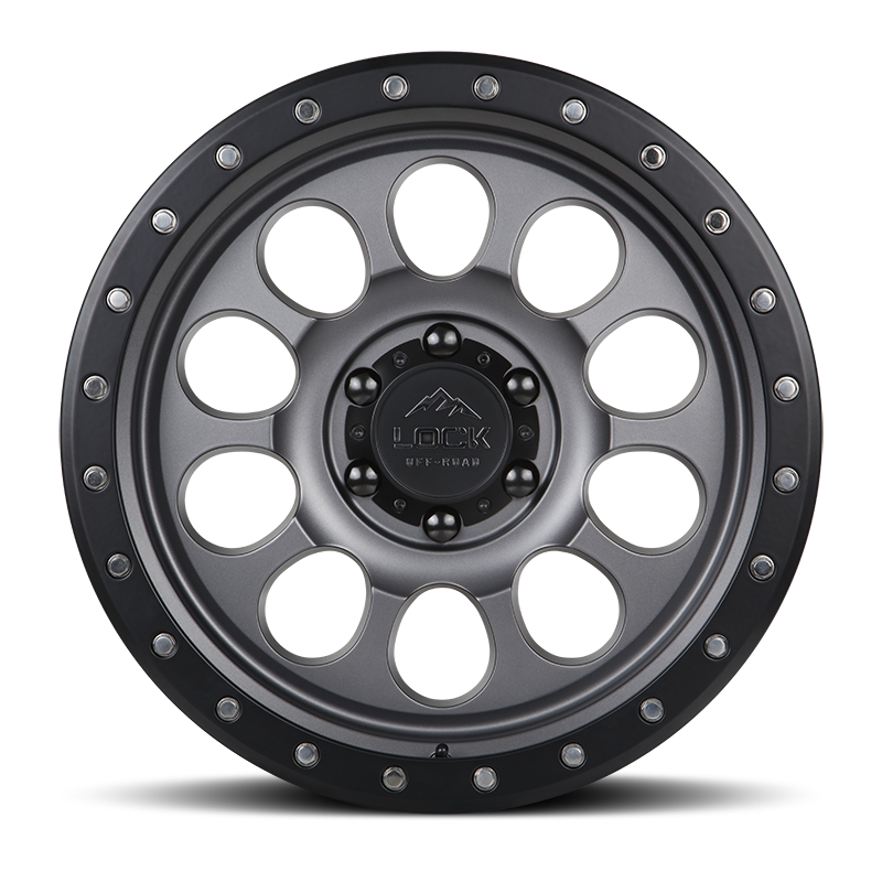 Lock OffRoad For 50CAL 20x9 6x139.7 0et 106.2 Matte Gray w/ Matte Black Ring Wheel