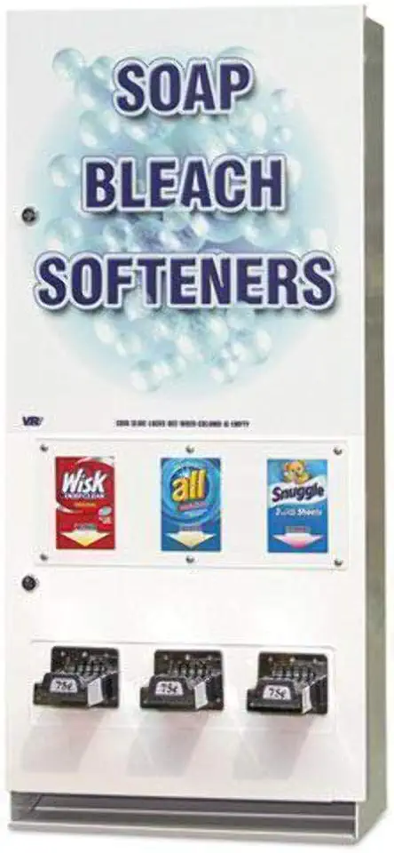 Vend-Rite 394100 Coin-Operated Soap Vender, Metal, 3-Column, 16.25 x 37.75 x 9.5