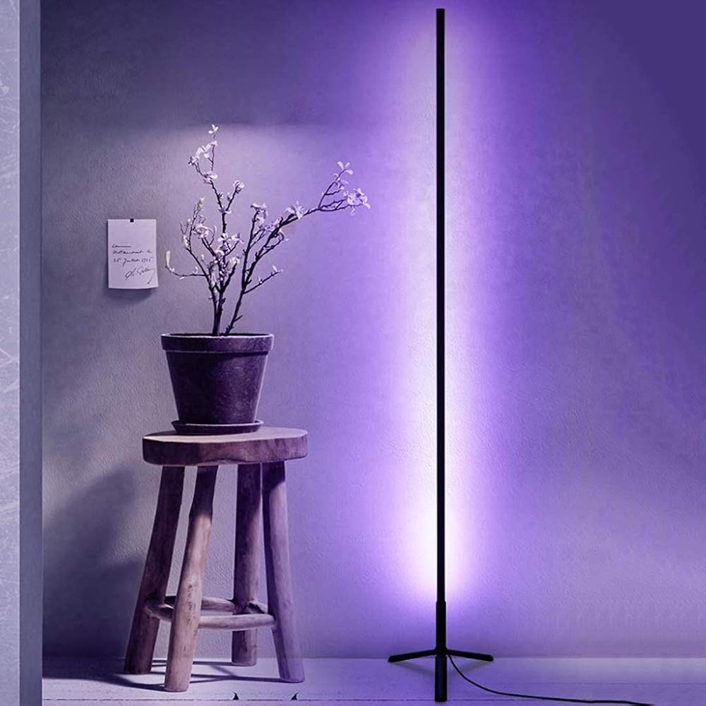 Corner Floor lamp RGB Remote Control Floor Lamp Retractable Lamp Feet Black Frosted Pole Energy-Saving LED Chip for Indoor Corridor Corner Lighting