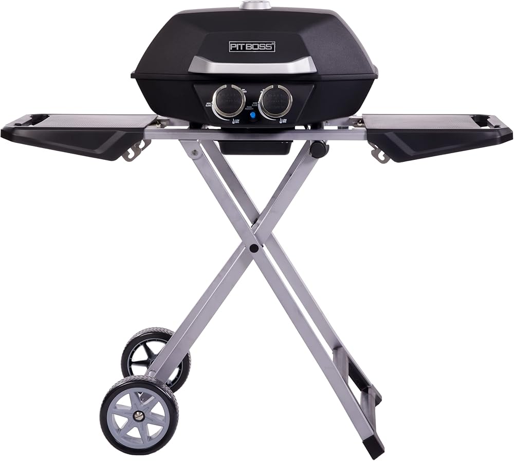 Pit Boss 2B Portable Gas Grill with Collapsible Cart, Black (10919)