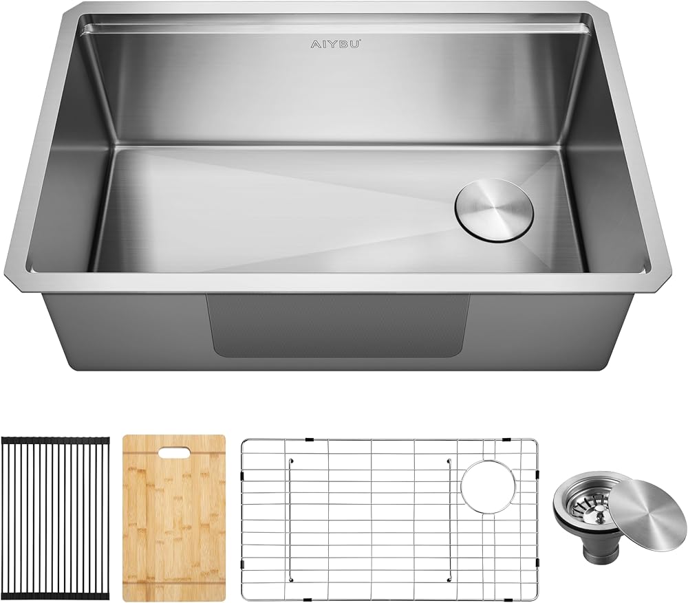 Kitchen Sink,30 In Stainless Steel Kitchen Sink,Single Bowl Kitchen Sink,Undermount Kitchen Sink,Workstation Sink,16 Gauge Undermount Sink Kitchen,Side Drain Kitchen Sink,SC3D114