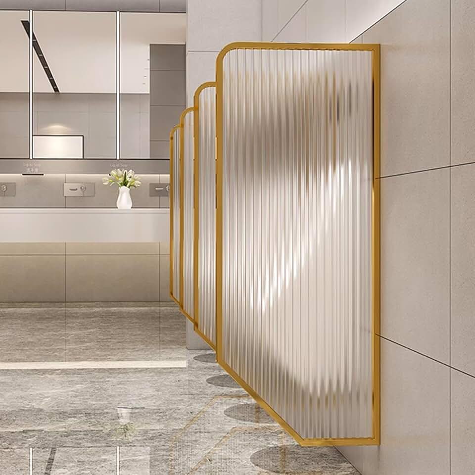 CHUNGLO Urinal Partition, Men's Urinal Privacy Screen, Translucent Glass Panel Stainless Steel Frame for Public Space Hotel Restroom Bathroom, for Service Area, Public Toilet (Size : 2pcs)