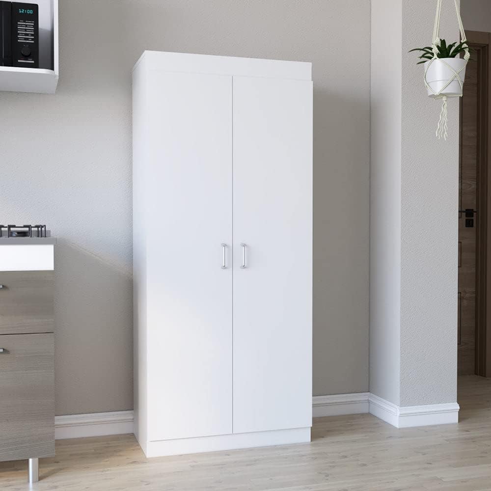 Pantry Cabinet Orlando, Five Shelves - White - Kitchen