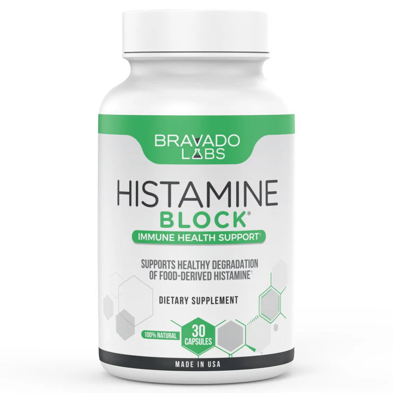 Bravado Labs Premium Histamine Block Supplement - Histamine Blocker Diamine Oxidase Supplement - Advance DAO Enzyme Supplement for Food-Derived Histamine Intolerance - Made in USA (30 Capsules)