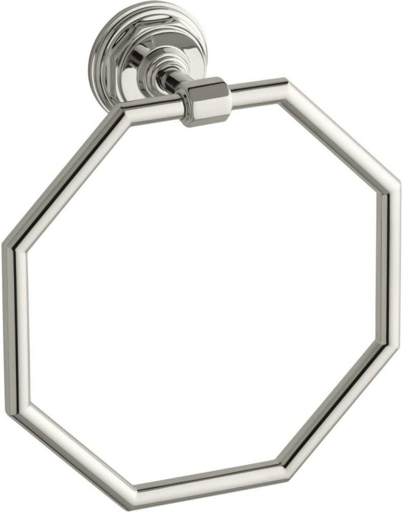 KOHLER K-13112-SN Pinstripe Bathroom Towel Ring, Vibrant Polished Nickel