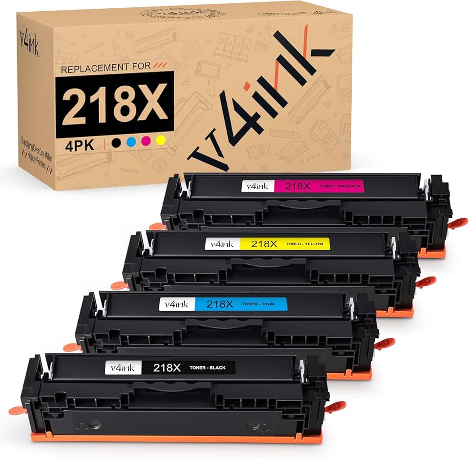 v4ink 218X 3201dw Toner Cartridges Replacement for W2180X W2181X W2183X W2182X High Yield Toner Compatible with HP Color Pro 3201 3201dw MFP 3301 3301cdw 3301fdw 3301sdw Printer 4 Color Pack NO CHIP