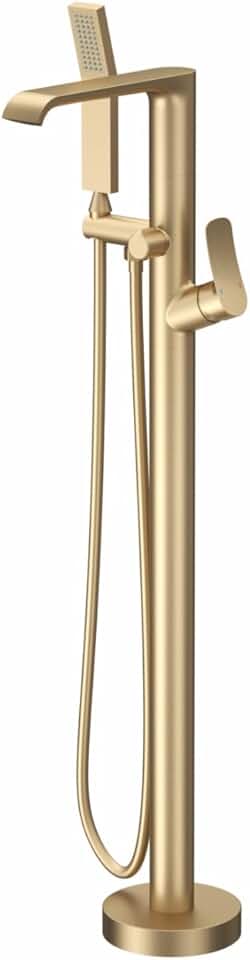 FreeStanding Tub Faucet,Floor Mounted Tub Filler Faucet Brushed Gold