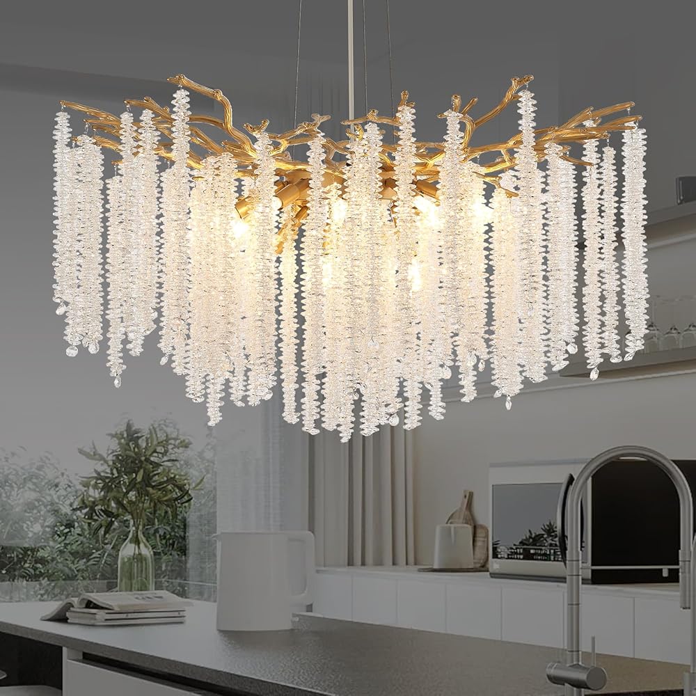 14-Lights Gold Crystal Tree Branch Chandelier Luxury 31.5