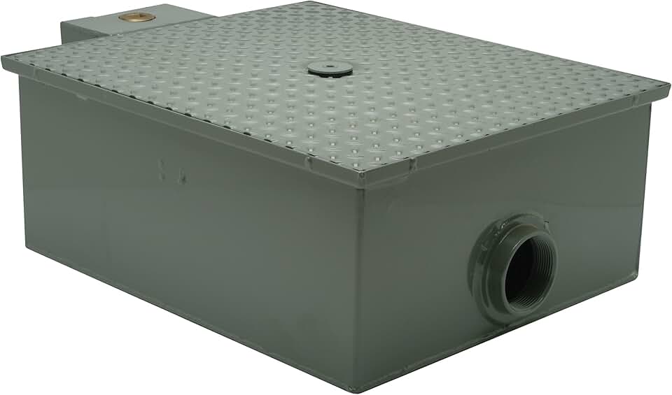 Zurn GT2701-20-3NH Lo-Profile Steel Grease Interceptor 20 GPM, 3 Inch No Hub Inlet/Outlet,Grey