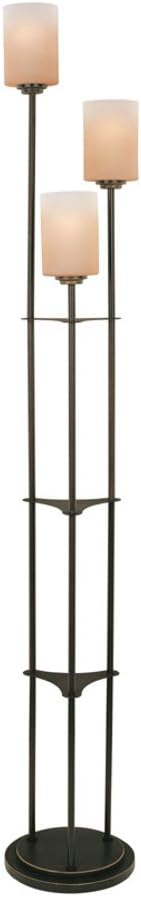 Lite Source LS-80700D/BRZ Floor Lamp with Amber Glass Shades, Bronze Finish