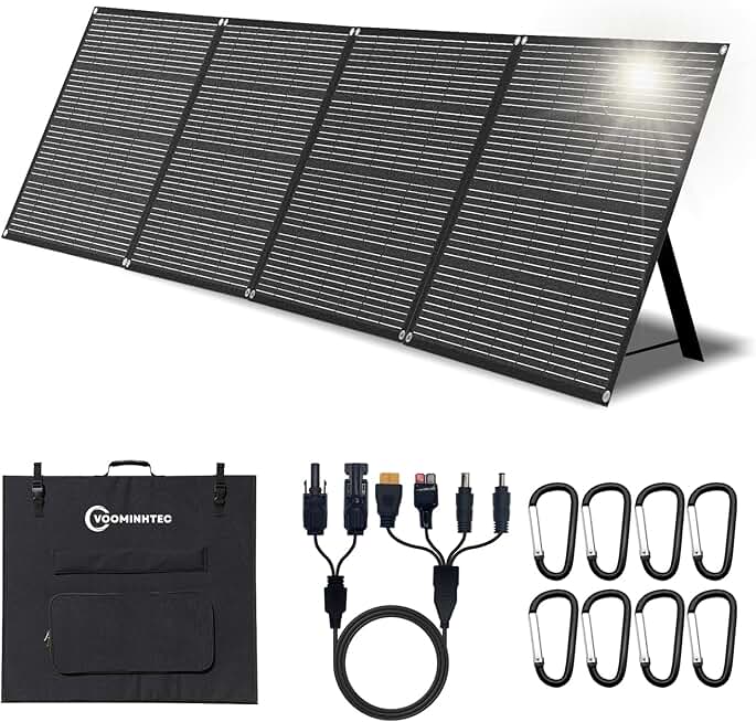 400W Portable Foldable Solar Panel Monocrystalline ETFE 24% High Conversion Foldable Kickstand Ultra-Light Waterproof IP65 Solar Charger for Power Station Off Grid Outdoor