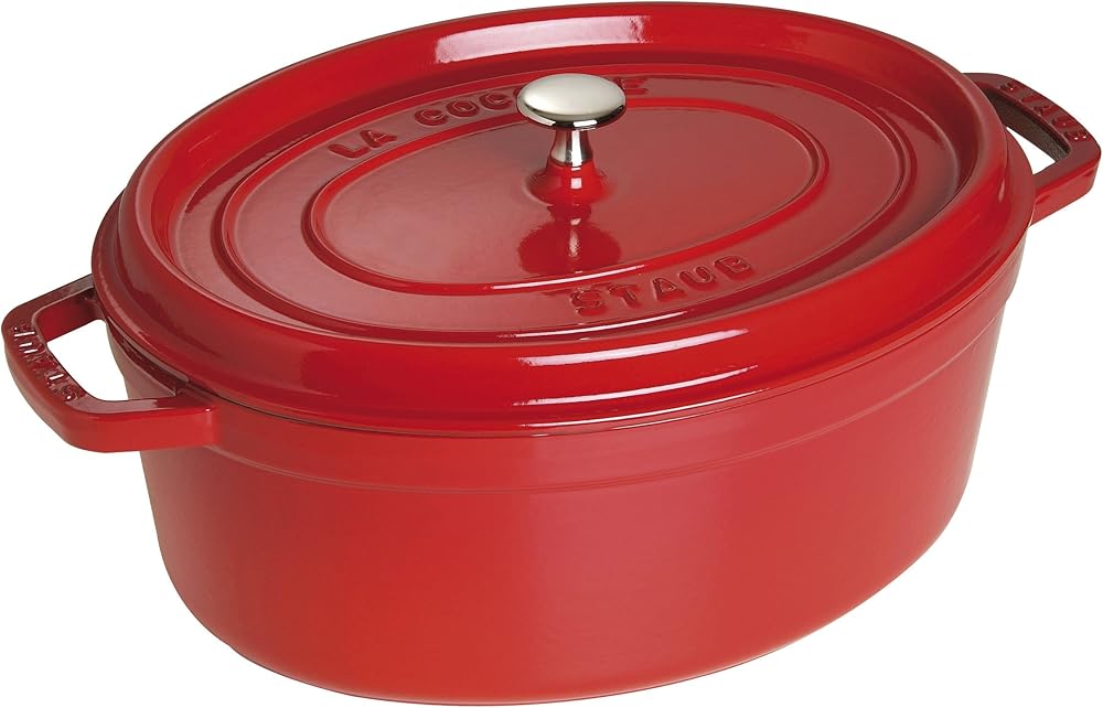 Staub Cast Iron Roaster/Cocotte, Oval 37 cm, 8 L, Cherry Red