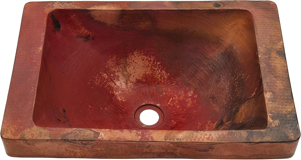 SANTA CRUZ Copper Drop-In Bathroom Sink, Natural