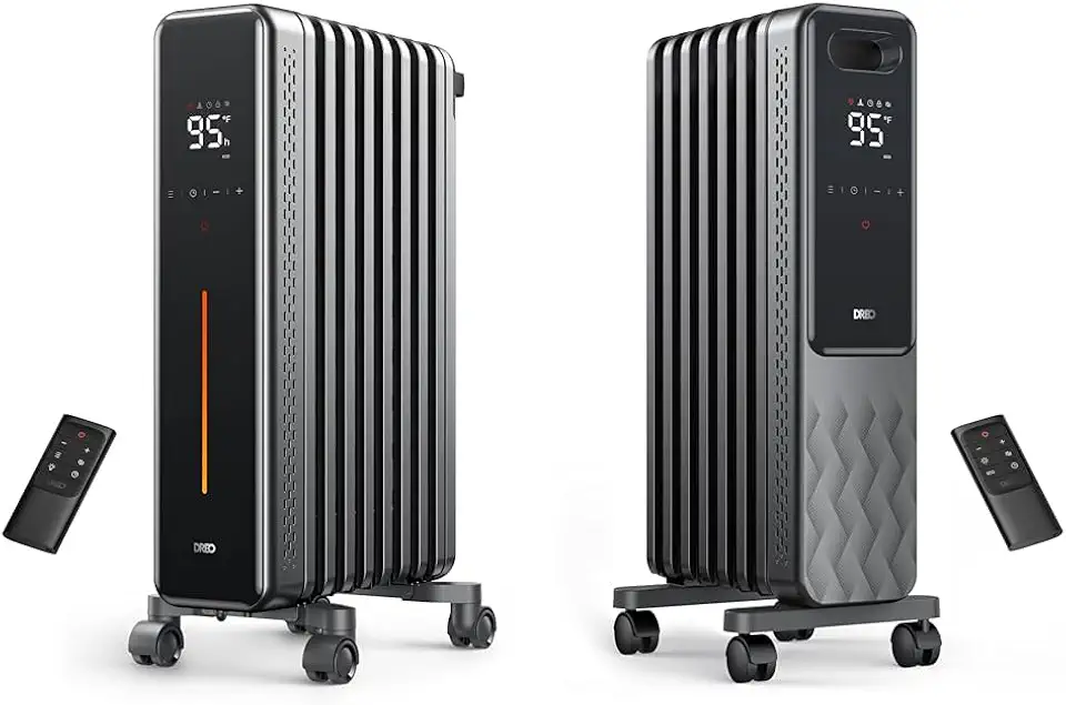 Dreo 1500W Radiator Heater, Portable Space Oil Filled with Remote Control, 4 Modes & 1500W Oil Filled Radiator, Electric Radiant Heaters for indoor use Large Room with Remote