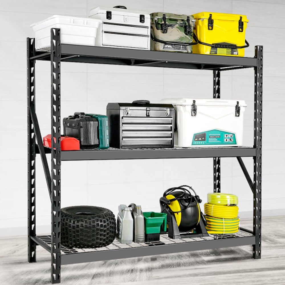 Garage Storage Shelves 6000LBS Heavy Duty Shelving Adjustable 3 Tier Metal Shelving - Black