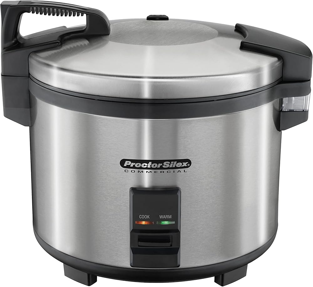 Hamilton Beach Proctor Silex Commercial 37560R Rice Cooker/Warmer, 60 Cups Cooked Rice, Non-Stick Pot, Hinged Lid, Stainless Steel Housing, 1 Year Warranty