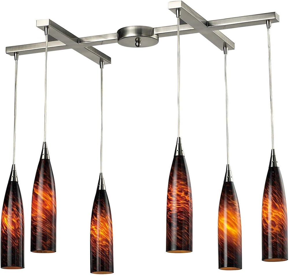 Elk 501-6ES 6 Satin Nickel and Espresso Glass pendant light, W:33