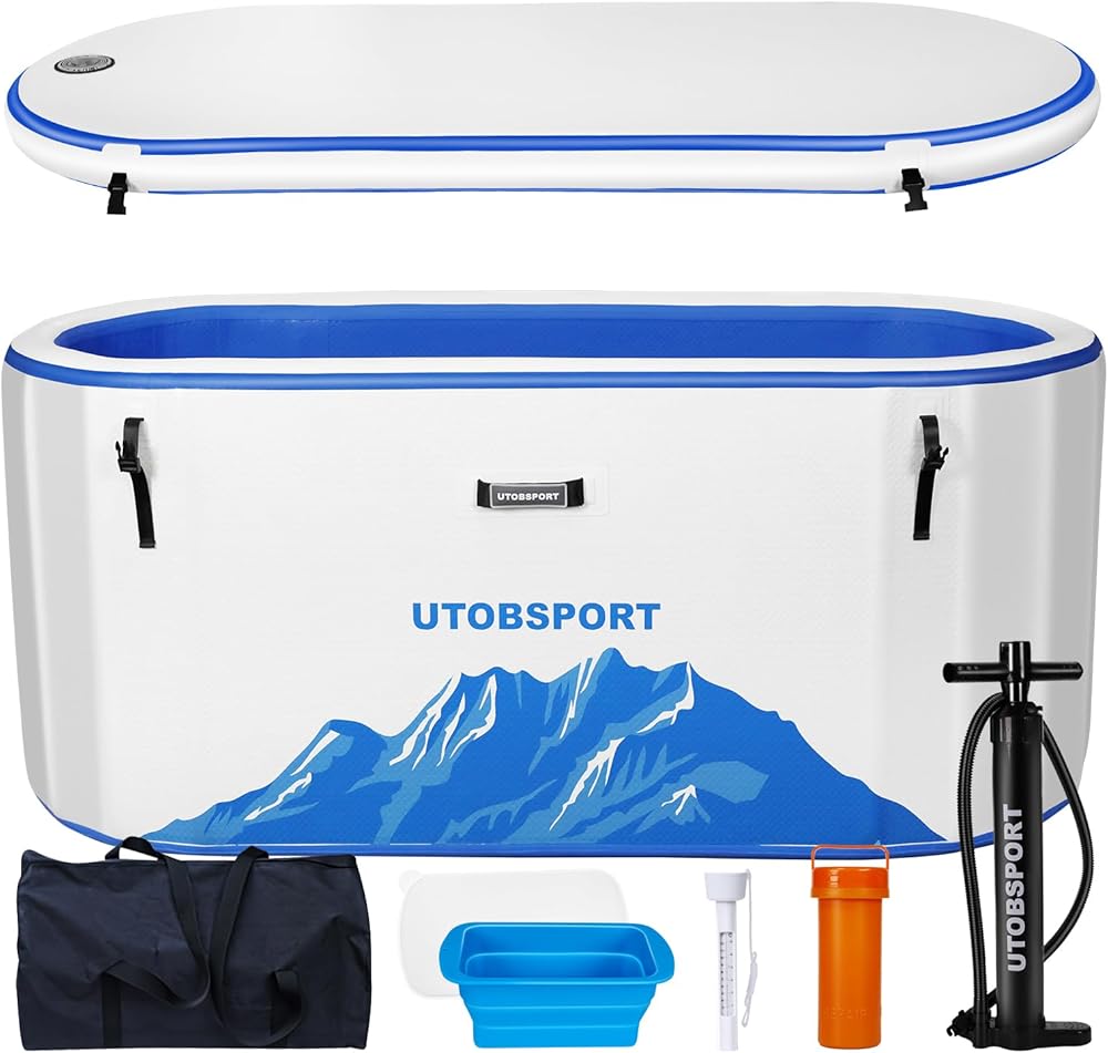 Inflatable Ice Bath Tub Cold Plunge Pod for Athletes Recovery BathTub with Lid, Water Chiller Compatible - Outdoor & Indoor, Extra Large XXL-193 Gallons/Outside Size 71