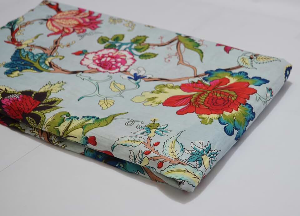 Scrren Print Dressmaking by The Yard Fabric 100% Cotton Floral Print Fabric for Sewing Crafting Ethnic Running Natural Dye Sanganeri Indian Fabric by The Yard 514 (50 Yard pre Cut)