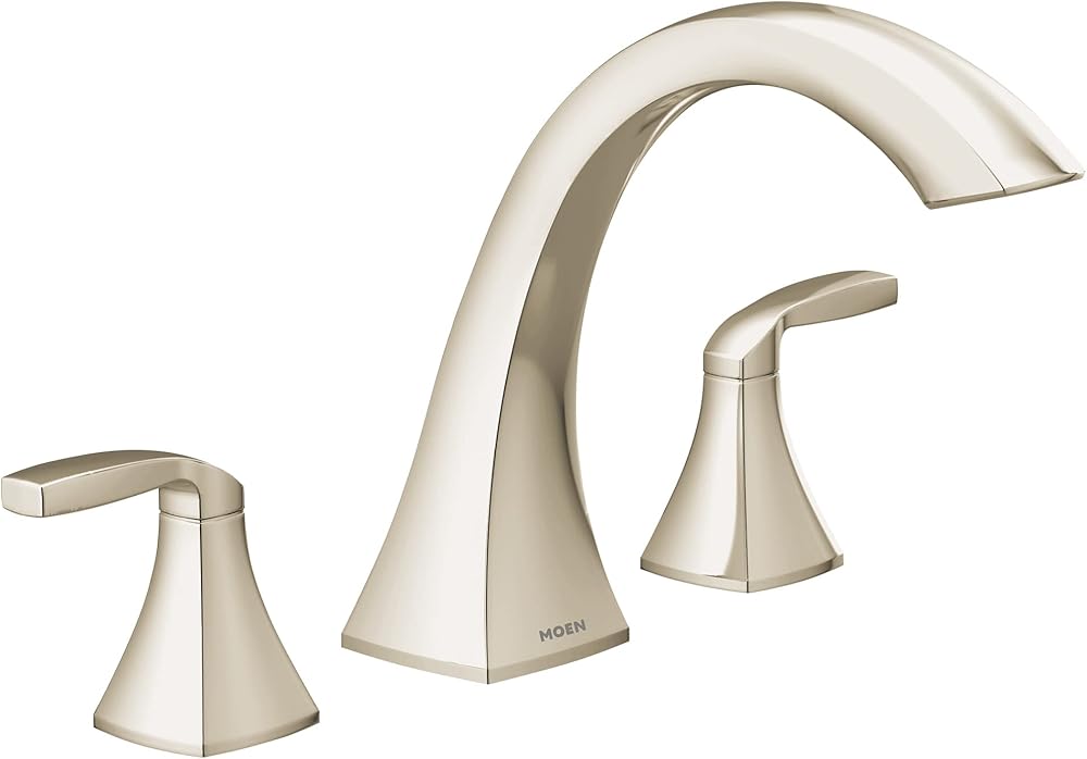 Moen T693NL Voss 2-Handle Deck Mount Roman Tub Faucet Trim Kit, Valve Required, Polished Nickel