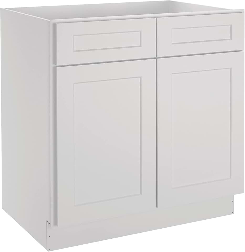 LOVMOR Kitchen Base Cabinets, Sideboard Storage Cabinet, Entryway Cabinet with 2-Drawers & Adjustable Shelf, 33