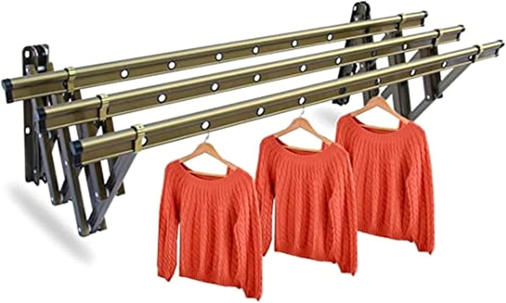 Wall Mounted Clothes Drying Rack Foldable Drying Laundry Rack Portable Clotheshorse Extendable Telescopic Push-Pull Towel Rail Easy Storage (Size : 3 Rails)