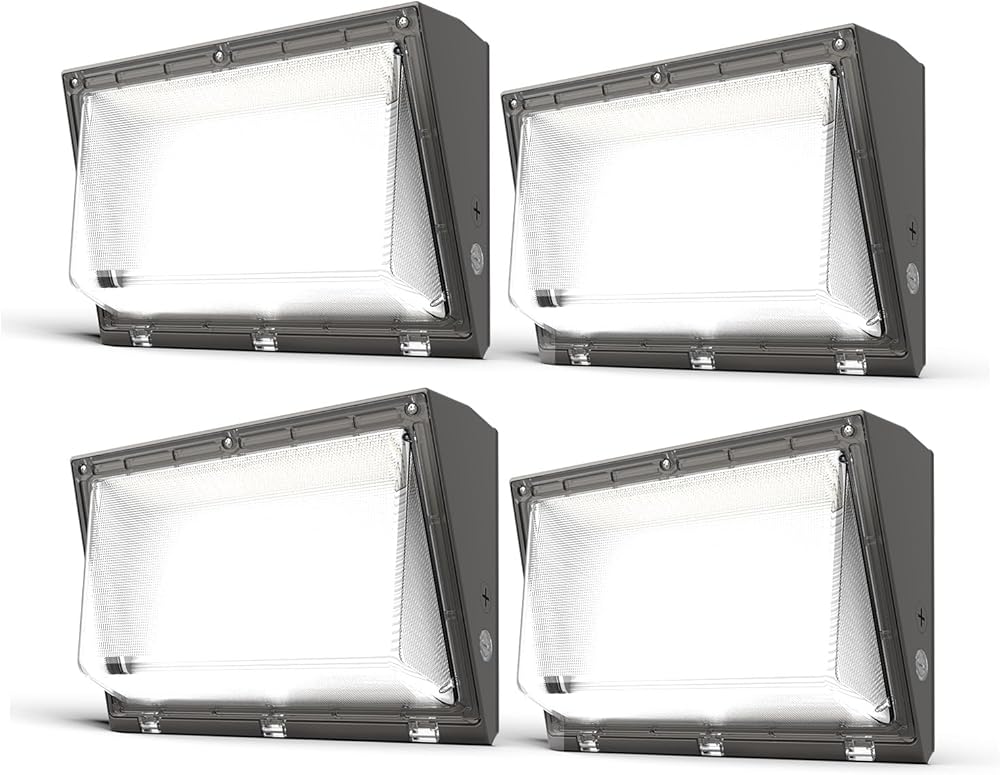 LED Wall Pack 120W 4Packs with Dusk to Dawn Photocell,18000Lumens Ideal Wall Pack Lights Outdoor LED,IP65 Waterproof LED Wall Pack Light for Garage Warehouse Factory House Driveway