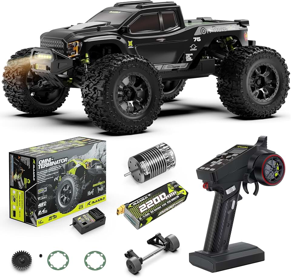 RIAARIO RC Cars Mini 1:10 RTR Brushless RC Car for Adults Max 50 mph All Terrain Hobby Trucks Electric Off-Road Monster Trucks 4WD Remote Control Car Waterproof Truck with Carbon Fiber