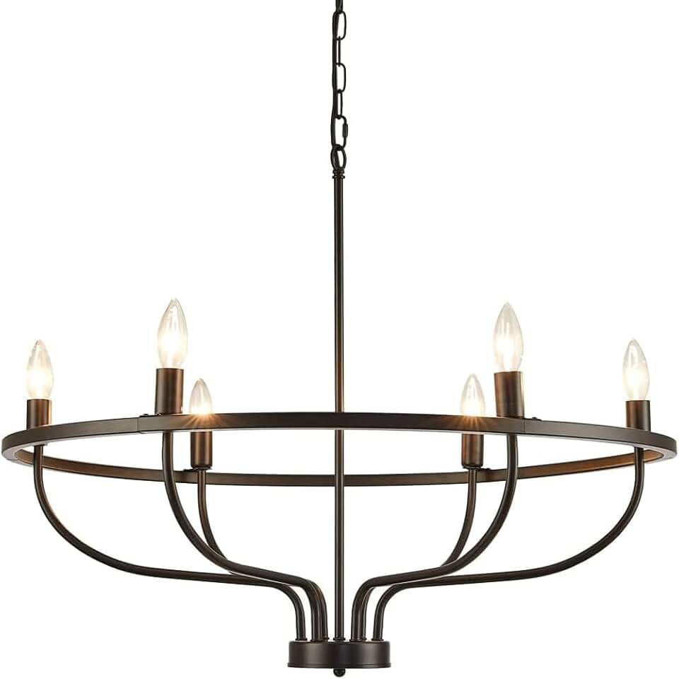 Retro Iron Industrial Style Living Room Chandelier，6-Lights American Country Chandelier，Designer Creative Ceiling Lights Fixture for Dining Room Living Room Foyer Porch Kitchen Island