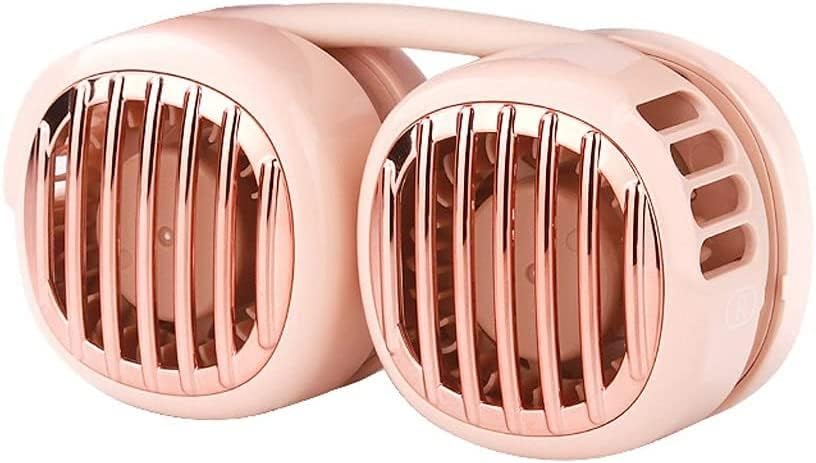 Handsfree Neck Fan USB Rechargeable 4 Wind Speed Portable Wearable Cooler Summer Outdoor Travel Neck Hanging Electric Fan 3 Colors (Color : Pink)