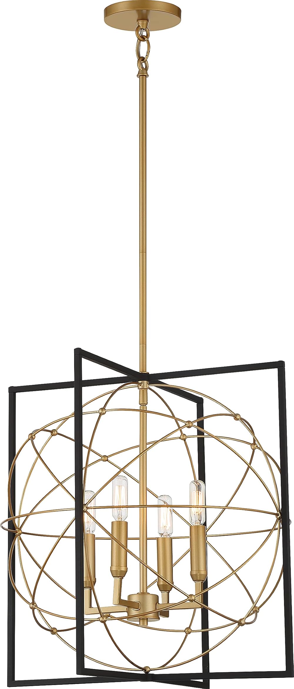 Minka Lavery 3914-707A Titans Trace Pendant, 4-Light 240 Total Watts, Sand Coal with Painted Honey Gold