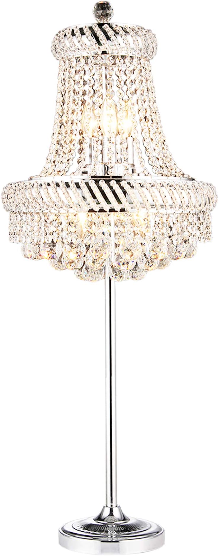 Warehouse of Tiffany FL8106 Thaleah 8-Light Crystal 62-inch Chrome Floor Lamp, Silver