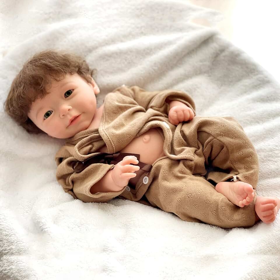 Full Body Silicone Baby Boy,18 Inch Solid Silicone Baby Dolls,Silicone Reborn Baby Dolls with Hair
