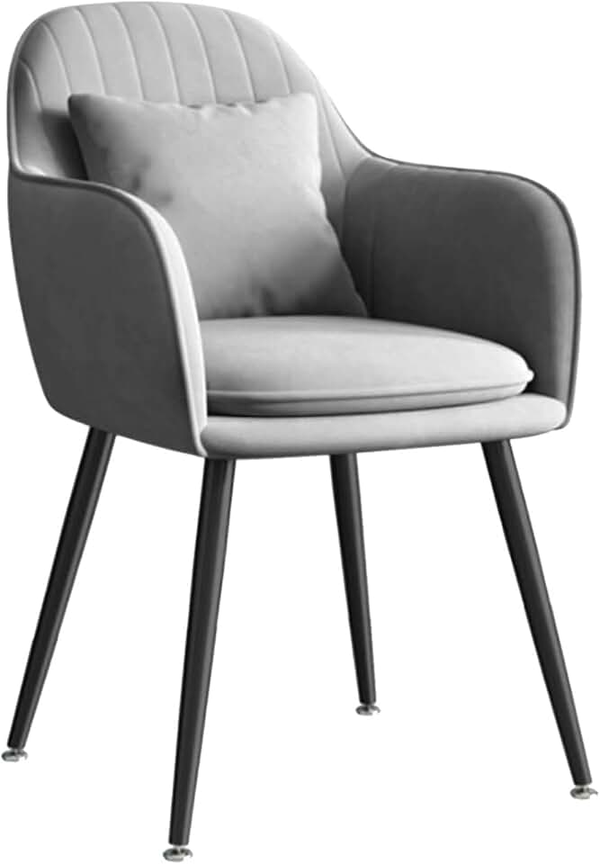 Dining Chairs Kitchen Chairs Soft Comfortable Durable Leisure Chair Makeup Chair with Metal Legs Side Chair with Pillow for Living Room Bedroom Outdoor Lounge Easy to Assemble/Grey/One Size