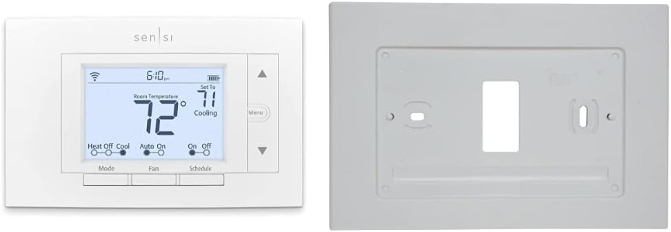 Sensi Wi-Fi Smart Thermostat for Smart Home, DIY, Compatible with Alexa, Energy Star Certified, ST55 & F61-2663 Wall Plate for Sensi Wi-Fi Programmable Thermostat, White