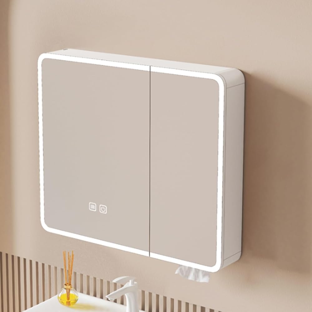 Led mirror medicine cabinet,bathroom medicine cabinet with mirror and lights,Aluminum bathroom mirror with storage wall mounted,Intelligent defogging,bathroom vanity mirror,touch control,Stepless dimm