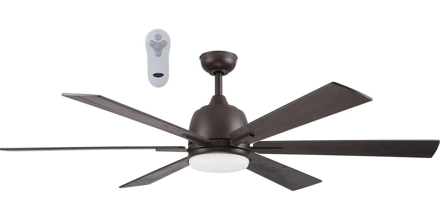 Harbor Breeze Bradbury 60-in Bronze Integrated LED Indoor Downrod or Flush Mount Ceiling Fan with Light and Remote (6-Blade)