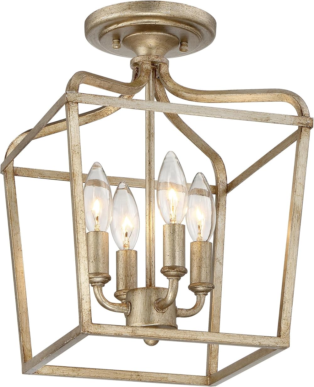Minka Lavery Ceiling Pendant Lantern Chandelier Lighting 4445-582 Laurel Estate, 4-Light Fixture 240 Watts, Brio Gold