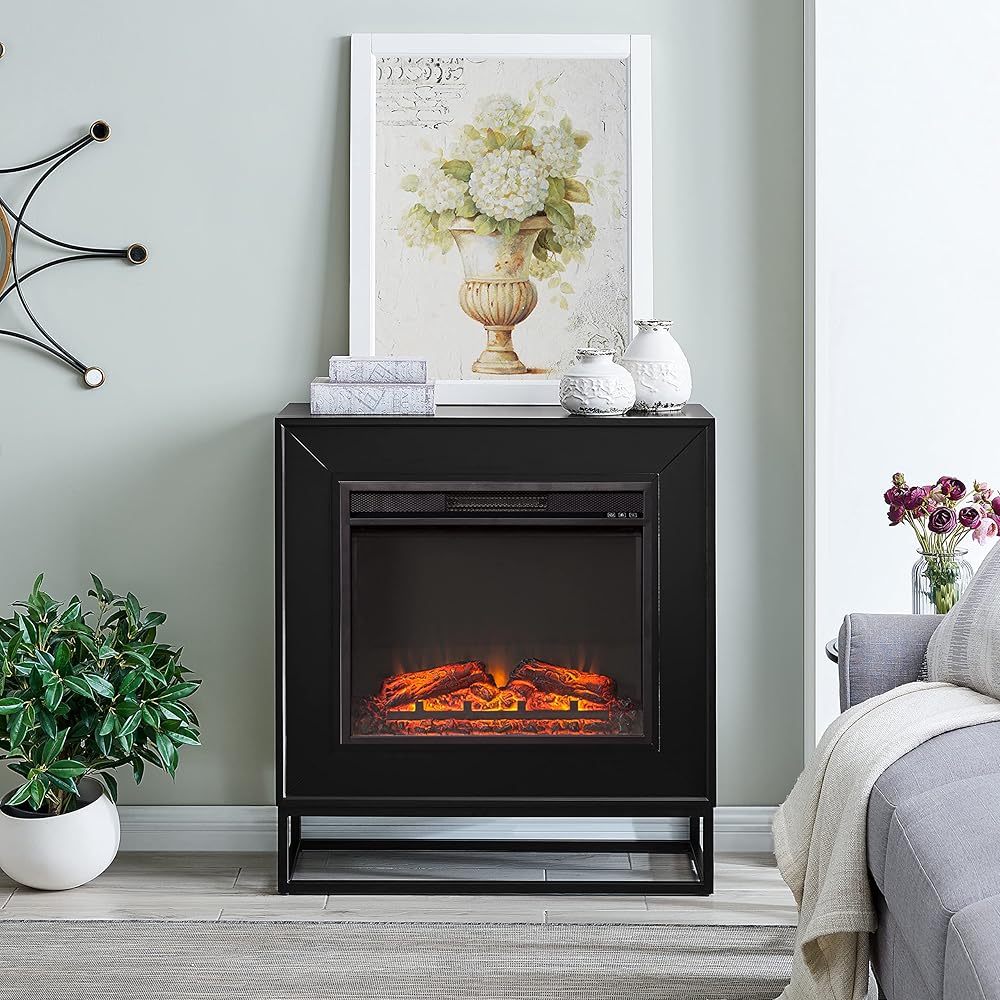 SEI Furniture Frescan Contemporary Electric Fireplace, Black